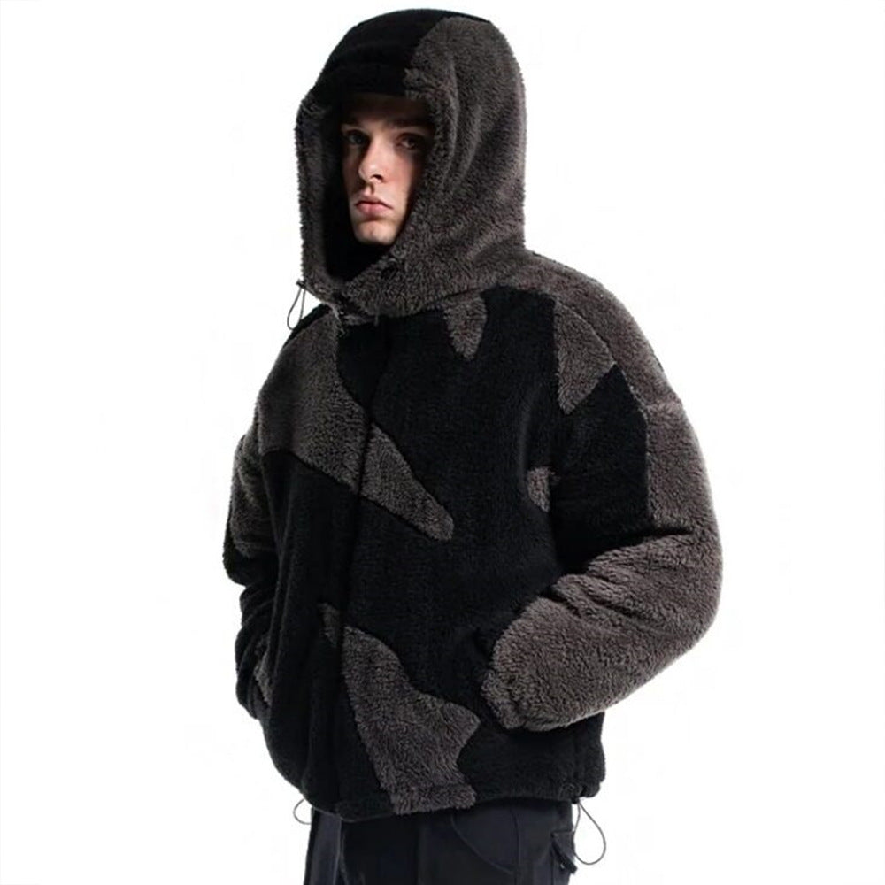 Men’s Oversized Hooded Fleece Jacket Zip Up Winter