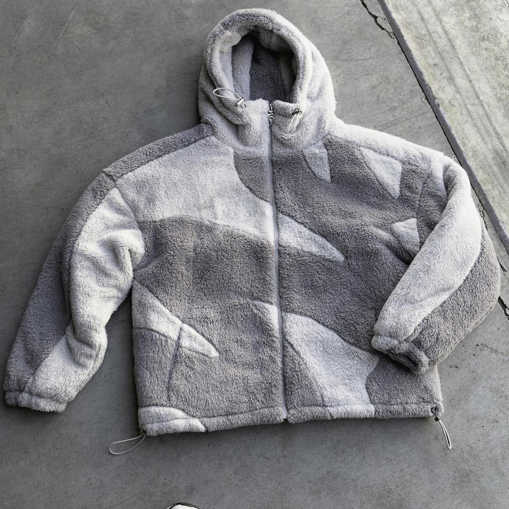 Men’s Oversized Hooded Fleece Jacket Zip Up Winter