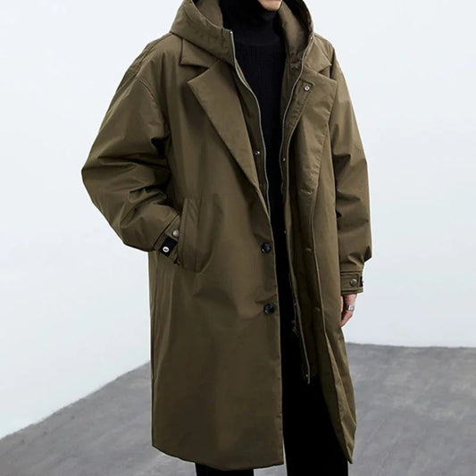 Men’s Waterproof Trench Coat Hooded Winter