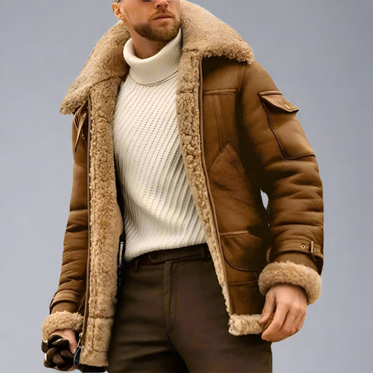 Men’s Vintage Shearling Aviator Jacket | Warm Winter Coat