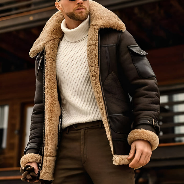 Men’s Vintage Shearling Aviator Jacket | Warm Winter Coat