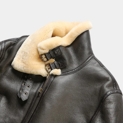 OLD MONEY Leather Aviator Coat - Image 3
