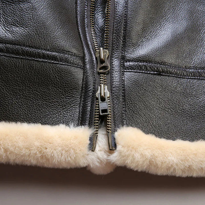 OLD MONEY Leather Aviator Coat - Image 4