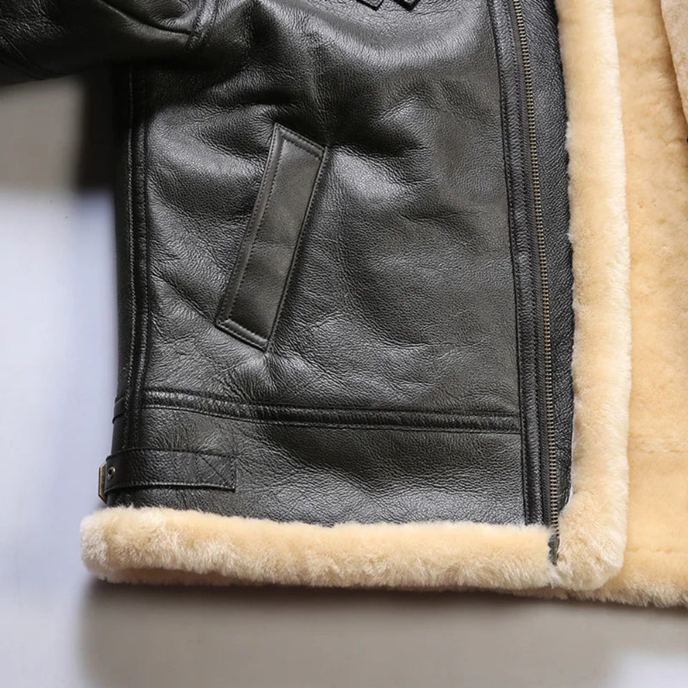 OLD MONEY Leather Aviator Coat - Image 5
