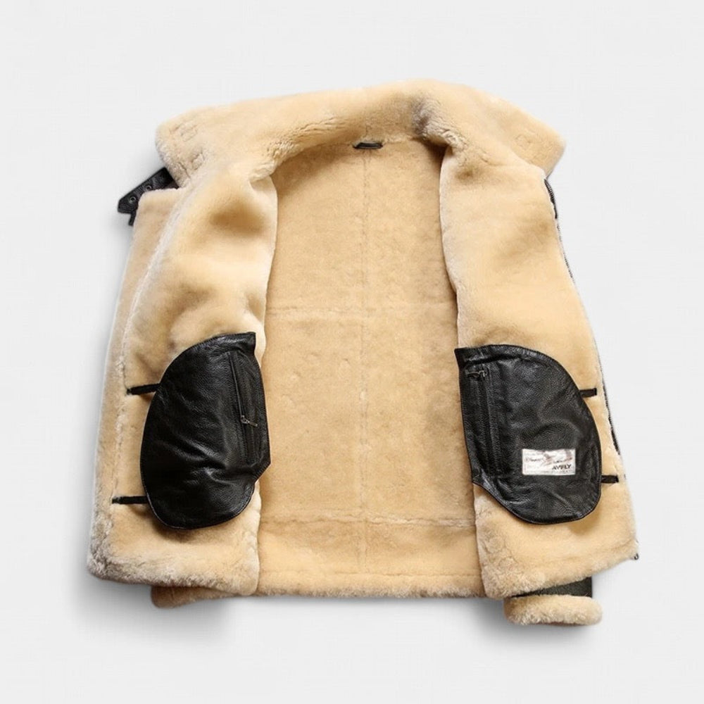OLD MONEY Leather Aviator Coat - Image 7