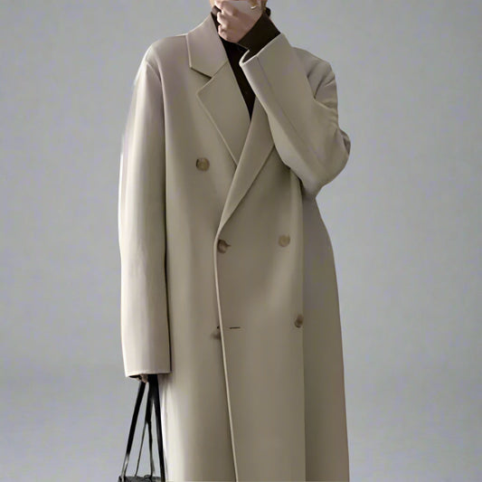 Women’s Long Wool Winter Coat | Elegant Double Breasted Overcoat