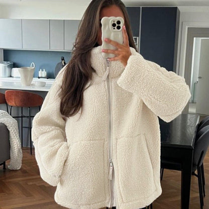 Women Oversized Fleece Jacket Ivyshape - Image 6