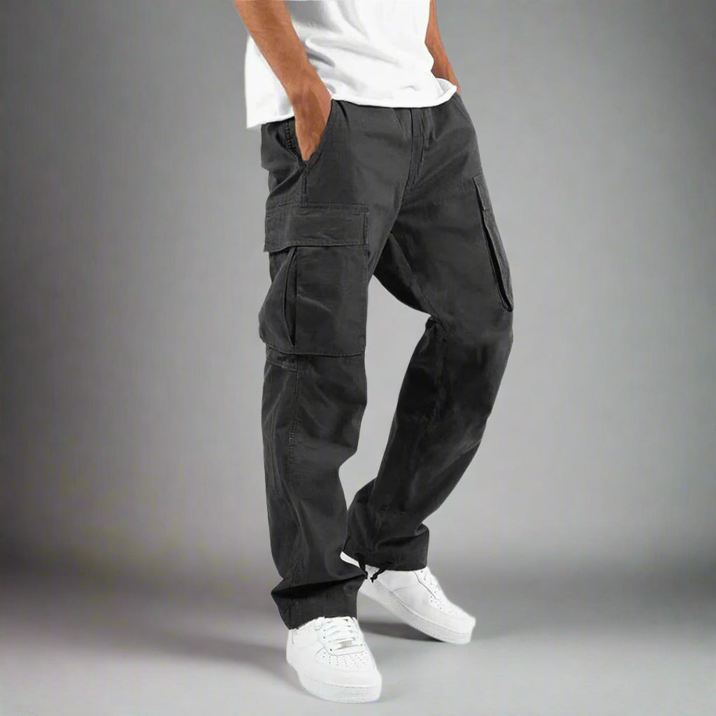 Men's Cargo Pants | Wide Leg Work Trousers with Zipper Pockets