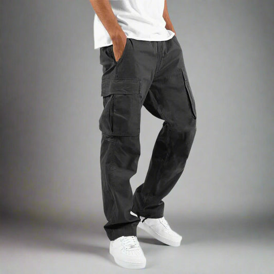 Men's Cargo Pants | Wide Leg Work Trousers with Zipper Pockets