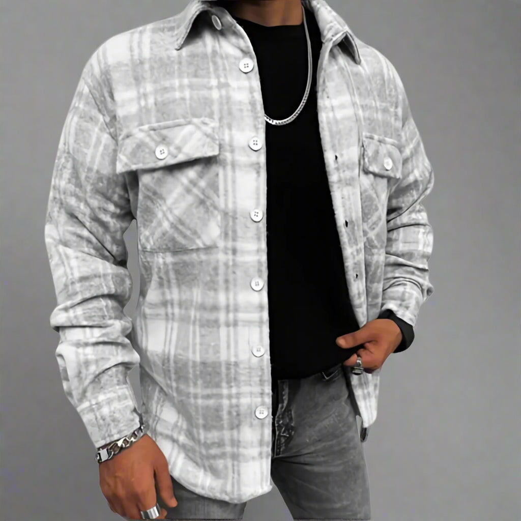 Men's Oversized Checked Shirt | Casual Long Sleeve Top