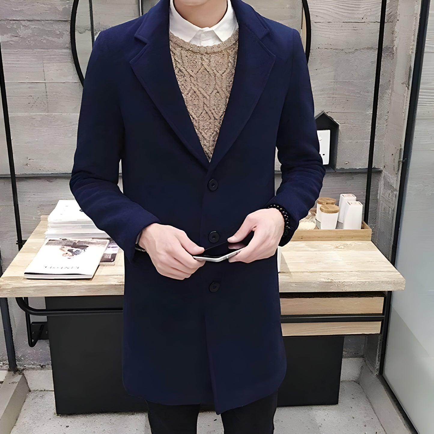 Men’s Tailored Wool Overcoat | Long Single-Breasted Coat