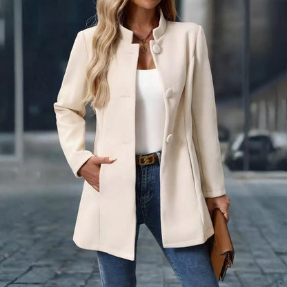 Women’s Elegant Winter Coat | Tailored Stand Collar Overcoat