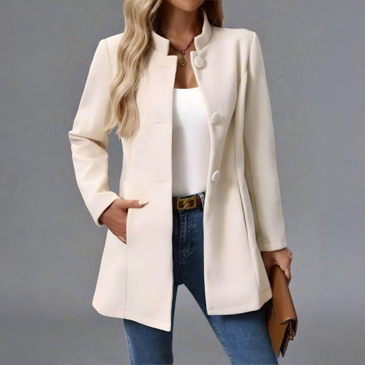Women’s Elegant Winter Coat | Tailored Stand Collar Overcoat