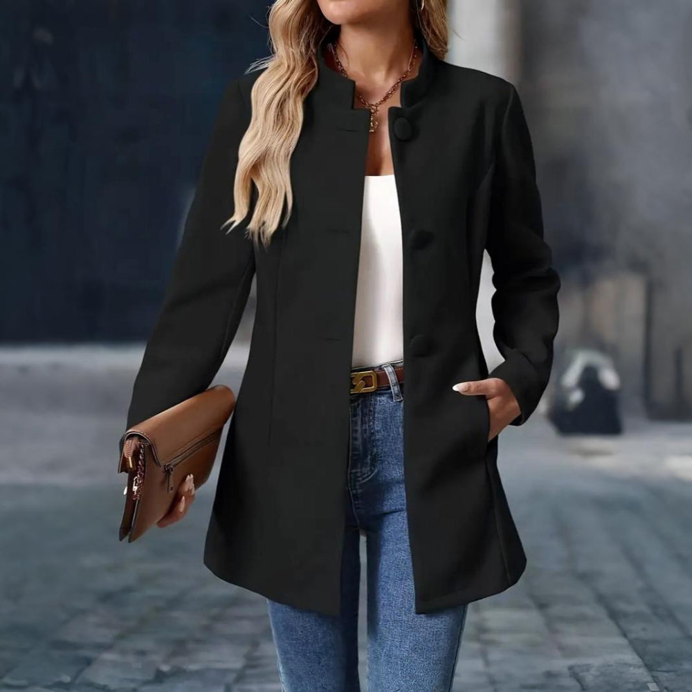 Women’s Elegant Winter Coat | Tailored Stand Collar Overcoat
