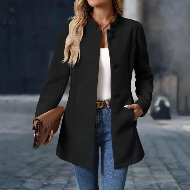 Women’s Elegant Winter Coat | Tailored Stand Collar Overcoat