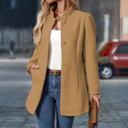 Women’s Elegant Winter Coat | Tailored Stand Collar Overcoat