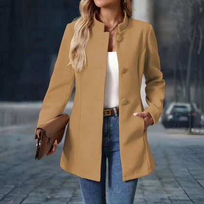 Women’s Elegant Winter Coat | Tailored Stand Collar Overcoat