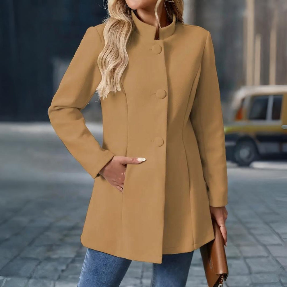 Women’s Elegant Winter Coat | Tailored Stand Collar Overcoat