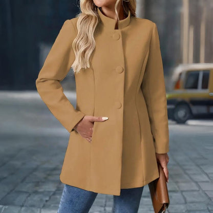Women’s Elegant Winter Coat | Tailored Stand Collar Overcoat