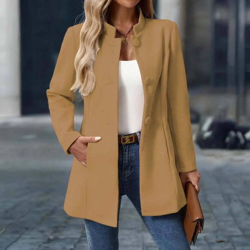 Women’s Elegant Winter Coat | Tailored Stand Collar Overcoat