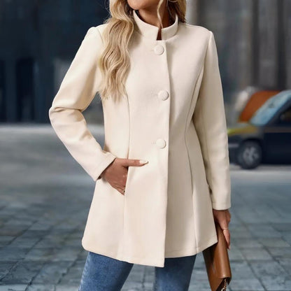 Women’s Elegant Winter Coat | Tailored Stand Collar Overcoat