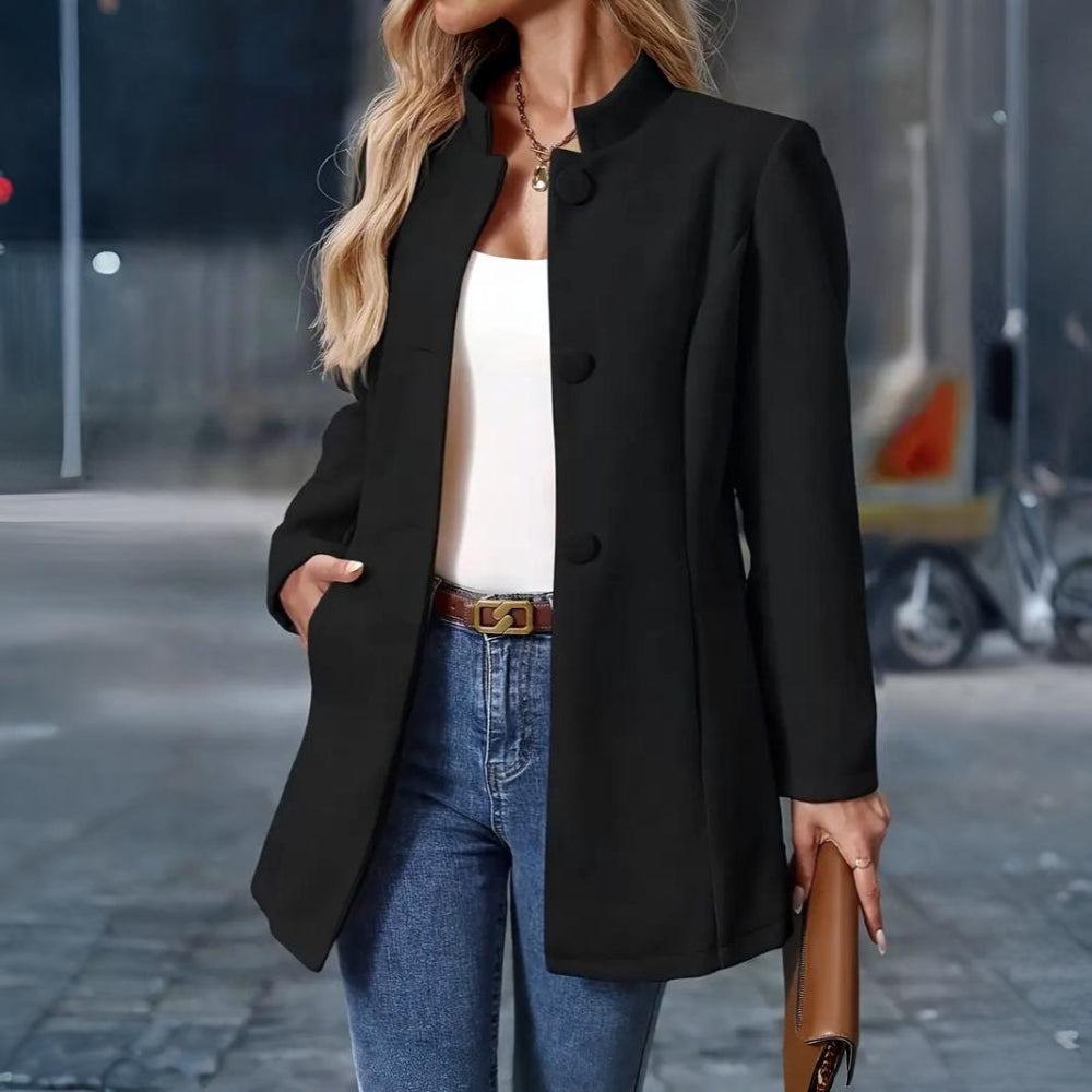 Women’s Elegant Winter Coat | Tailored Stand Collar Overcoat