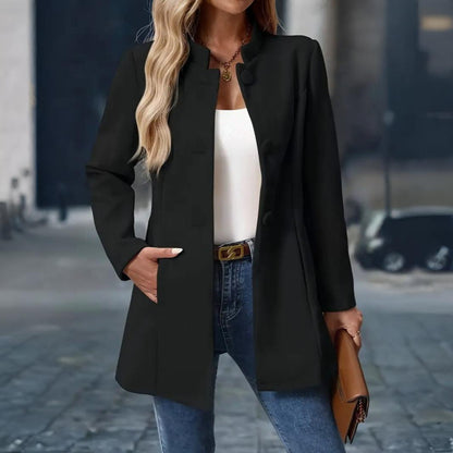 Women’s Elegant Winter Coat | Tailored Stand Collar Overcoat