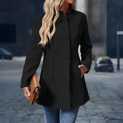 Women’s Elegant Winter Coat | Tailored Stand Collar Overcoat