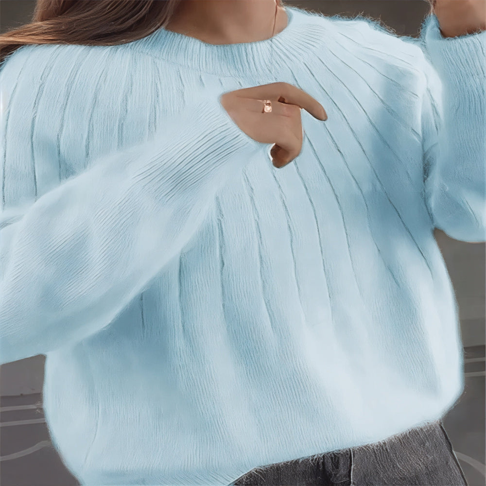 Women’s Soft Oversized Knit Sweater Fuzzy Long Sleeve