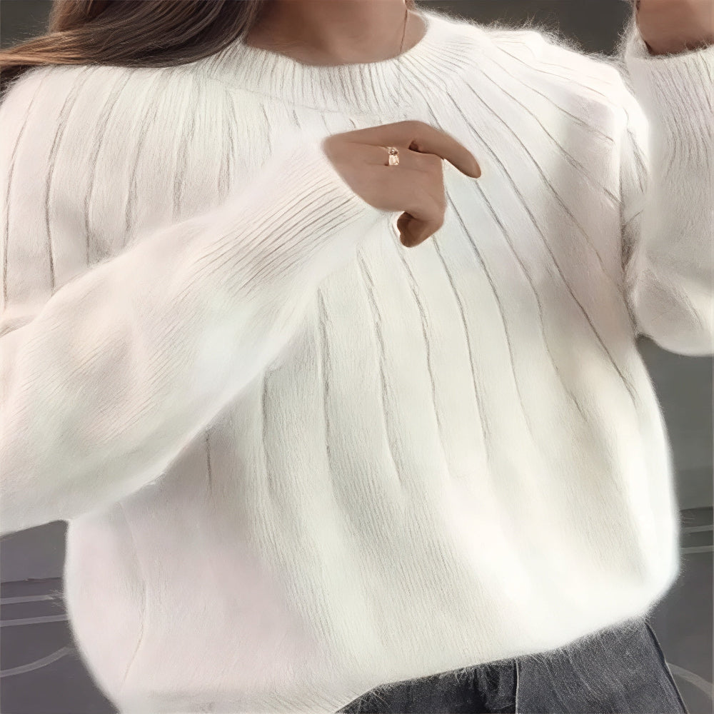 Women’s Soft Oversized Knit Sweater Fuzzy Long Sleeve