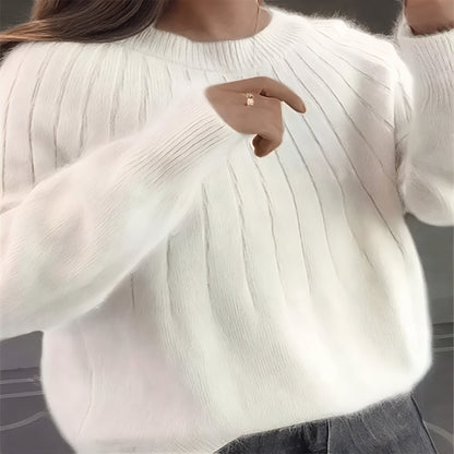 Women’s Soft Oversized Knit Sweater Fuzzy Long Sleeve