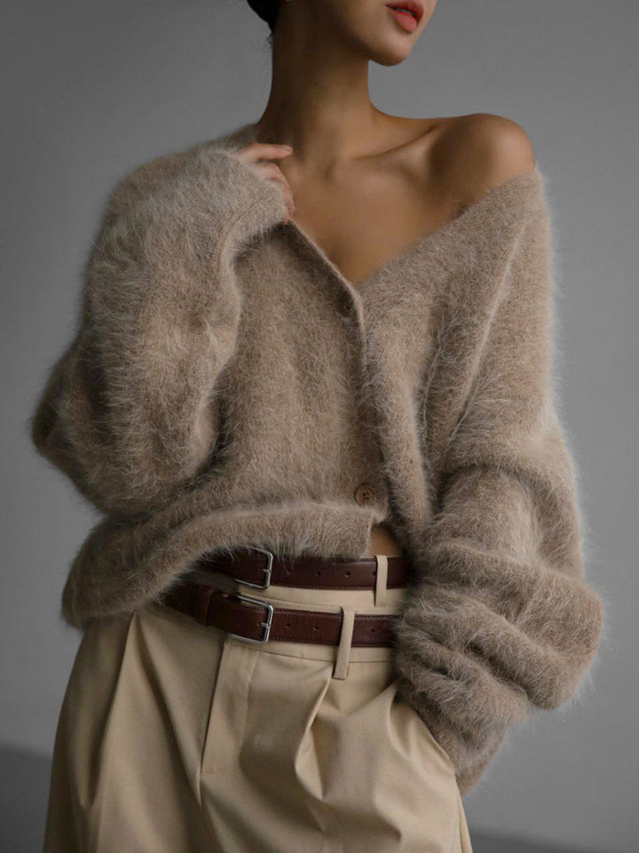 Women’s Oversized Knitted Cardigan | Fluffy Long Sleeve