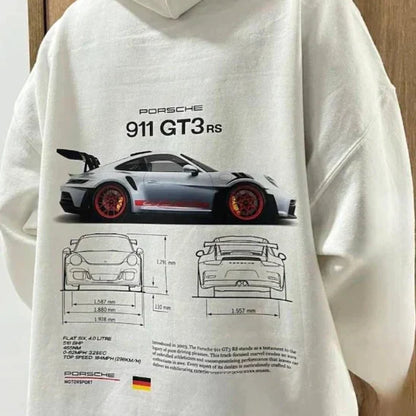 Men’s Graphic Winter Hoodie | Long Sleeve Car Print