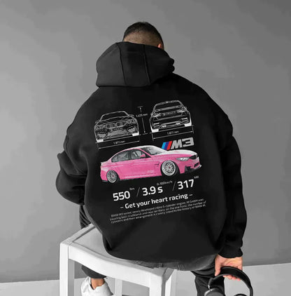 Men’s Graphic Winter Hoodie | Long Sleeve Car Print
