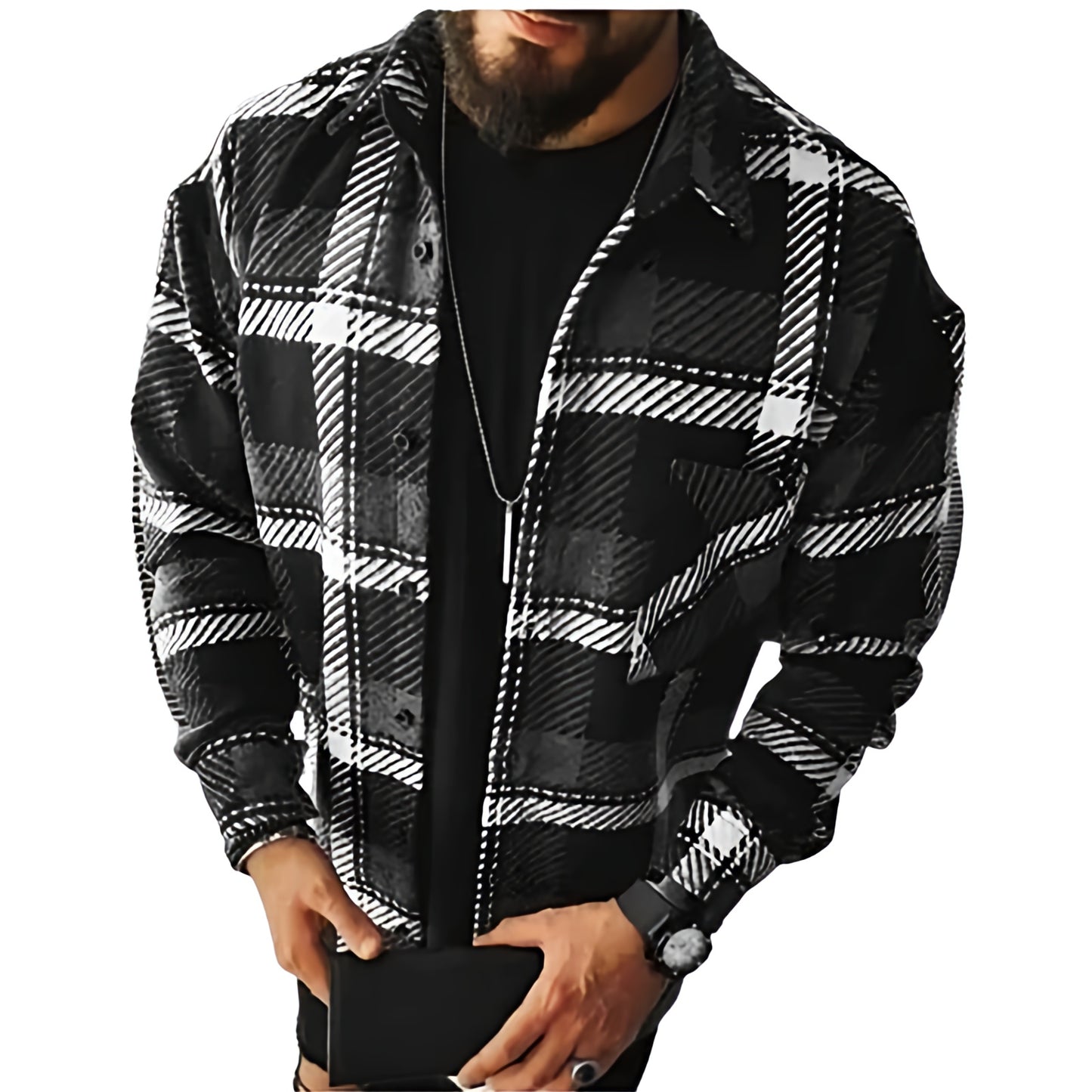 Men's Oversized Checked Shirt | Casual Long Sleeve Top