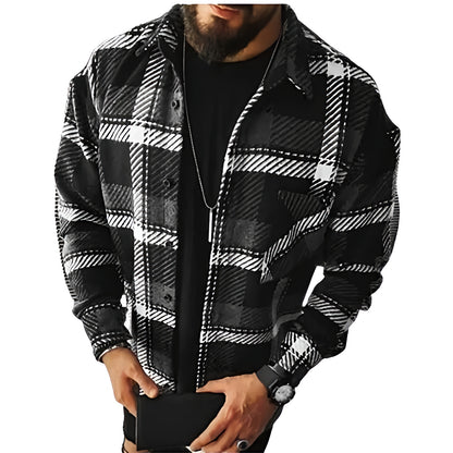Men's Oversized Checked Shirt | Casual Long Sleeve Top