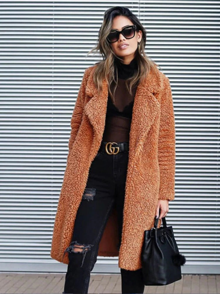 Women's Long Teddy Winter Coat | Fluffy Oversized