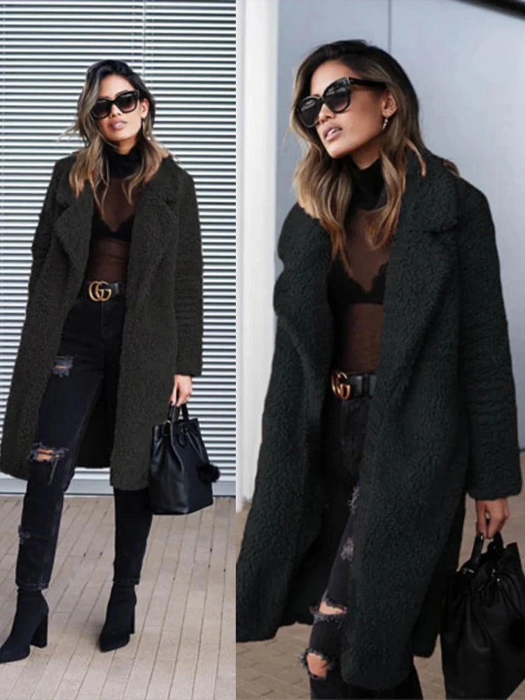 Women's Long Teddy Winter Coat | Fluffy Oversized