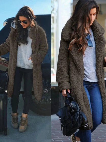 Women's Long Teddy Winter Coat | Fluffy Oversized