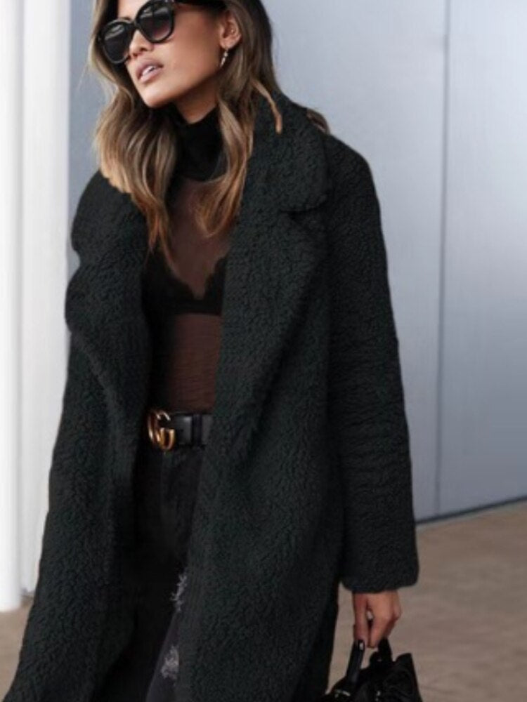 Women's Long Teddy Winter Coat | Fluffy Oversized