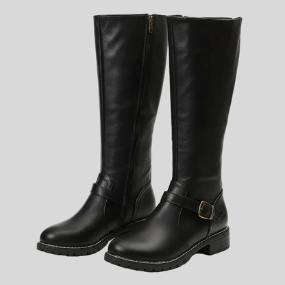 Women's Stylish Knee High Riding Boots Low Heel Zipper