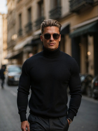 Men’s Knitted Turtleneck Sweater | Warm Long Sleeve