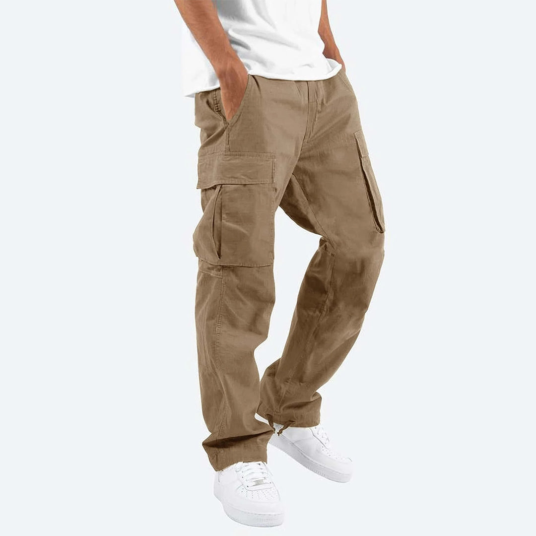 Men's Cargo Pants | Wide Leg Work Trousers with Zipper Pockets
