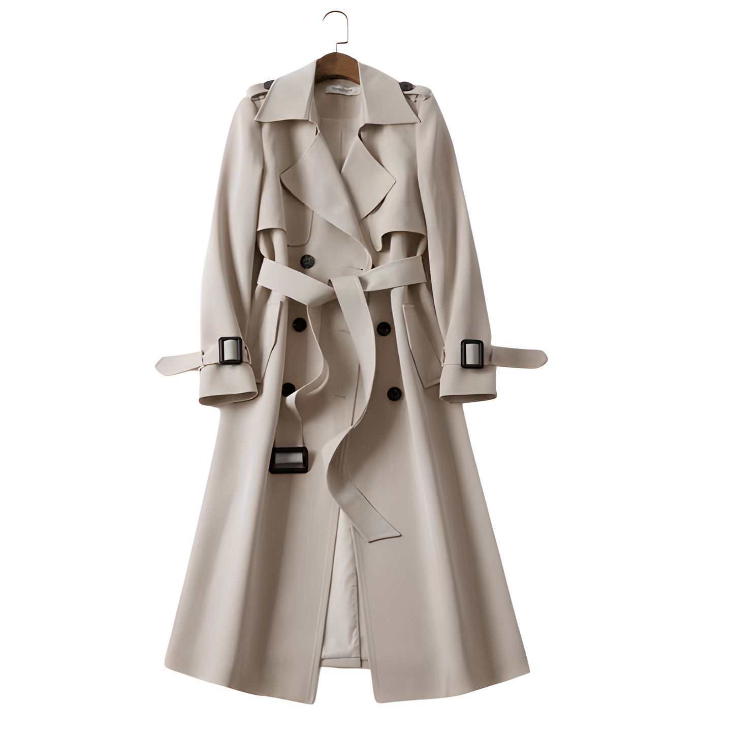 Women’s Long Belted Trench Coat | Double-Breasted Classic