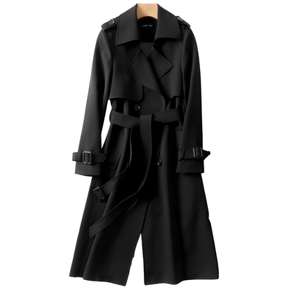 Women’s Long Belted Trench Coat | Double-Breasted Classic