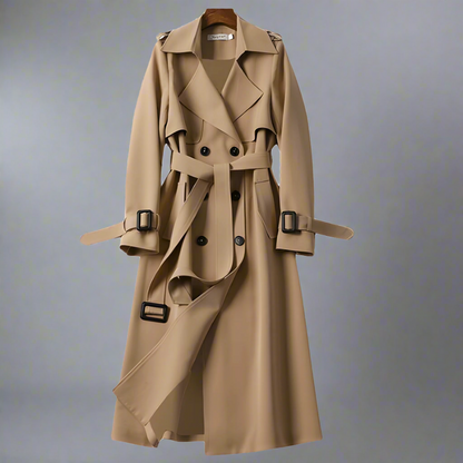 Women’s Long Belted Trench Coat | Double-Breasted Classic
