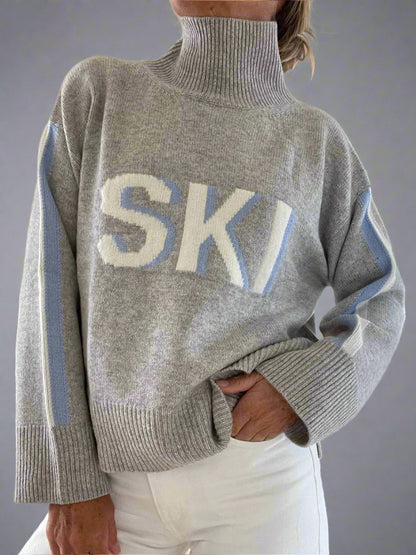 Women's Knitted Turtleneck Sweater | Winter, Graphic