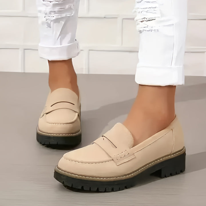 Women Platform Slip On Loafers | Grip Sole Work Shoes