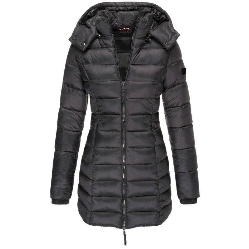 Women’s Long Puffer Winter Jacket | Quilted Hooded