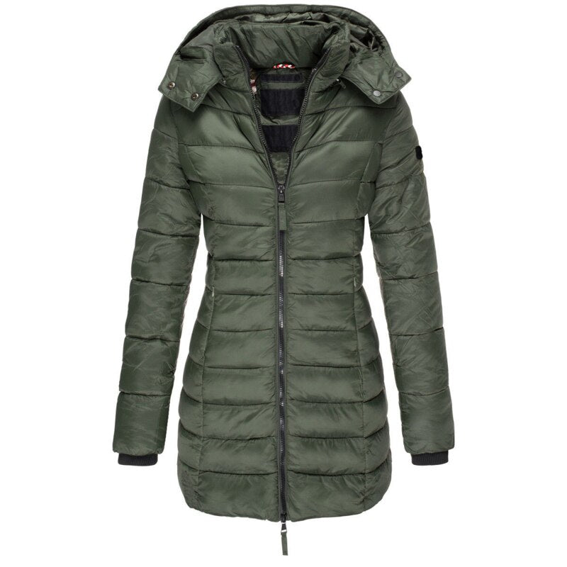 Women’s Long Puffer Winter Jacket | Quilted Hooded